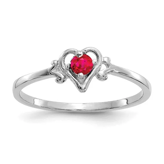 14K White or Yellow Gold Petite Heart Birthstone Rings