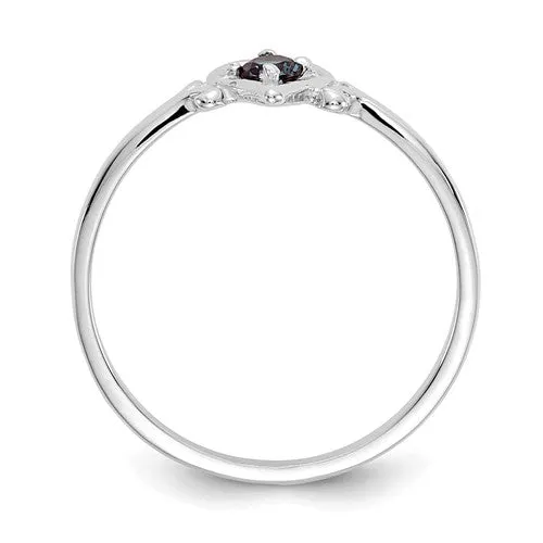 14K White or Yellow Gold Petite Heart Birthstone Rings