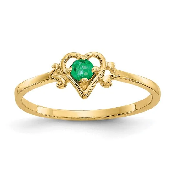 14K White or Yellow Gold Petite Heart Birthstone Rings