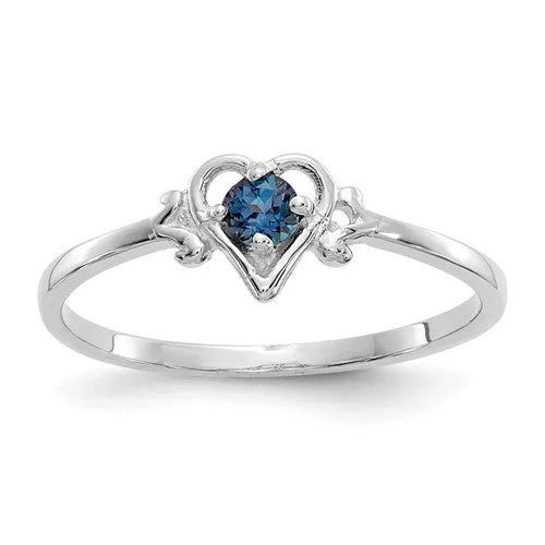 14K White or Yellow Gold Petite Heart Birthstone Rings