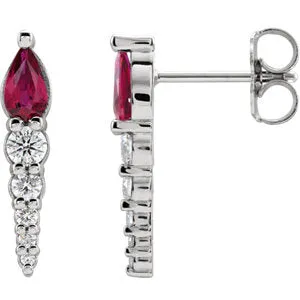14K White Ruby & 1/4 CTW Diamond Earrings