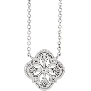 14K White Vintage-Inspired Clover 16" Necklace