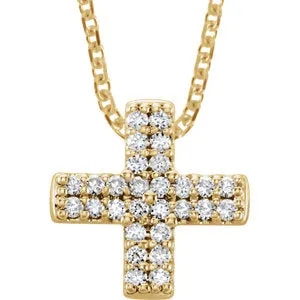 14K Yellow .07 CTW Diamond Cross Necklace