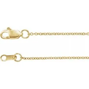 14K Yellow 1 mm Solid Cable 18" Chain