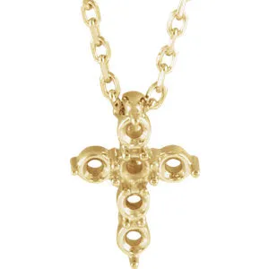 14K Yellow 10.2x7.9 mm Cross 16-18" Necklace Mounting