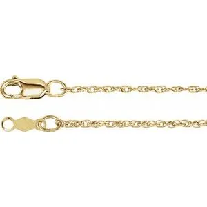 14K Yellow 1.25 mm Rope 18" Chain