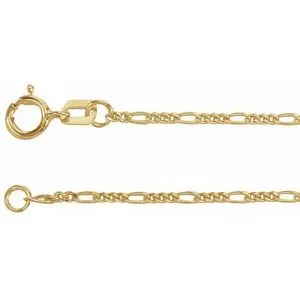 14K Yellow 1.28 mm Figaro 18" Chain