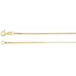 14K Yellow 1.3 mm Diamond Cut Box 20" Chain with Spring Ring