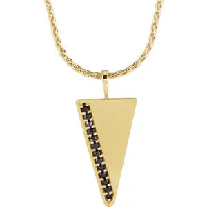14K Yellow 1/5 CTW Black Diamond Men's Triangle 24" Necklace