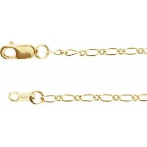 14K Yellow 1.5 mm Figaro 20" Chain