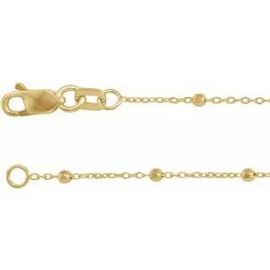 14K Yellow 1.7 mm Cable 18" Chain with Faceted Beads