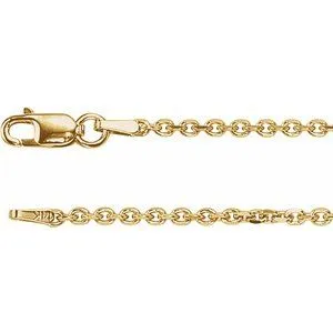 14K Yellow 1.75 mm Solid Diamond-Cut Cable 16" Chain