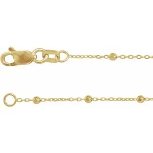 14K Yellow .85 mm Faceted Beaded Cable 16" Chain