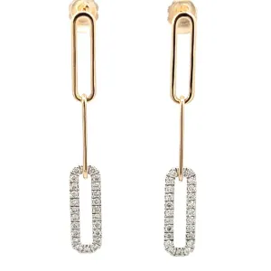 14K Yellow And White Gold Pave Diamond Paperclip Drop Earrings (.50ctw)