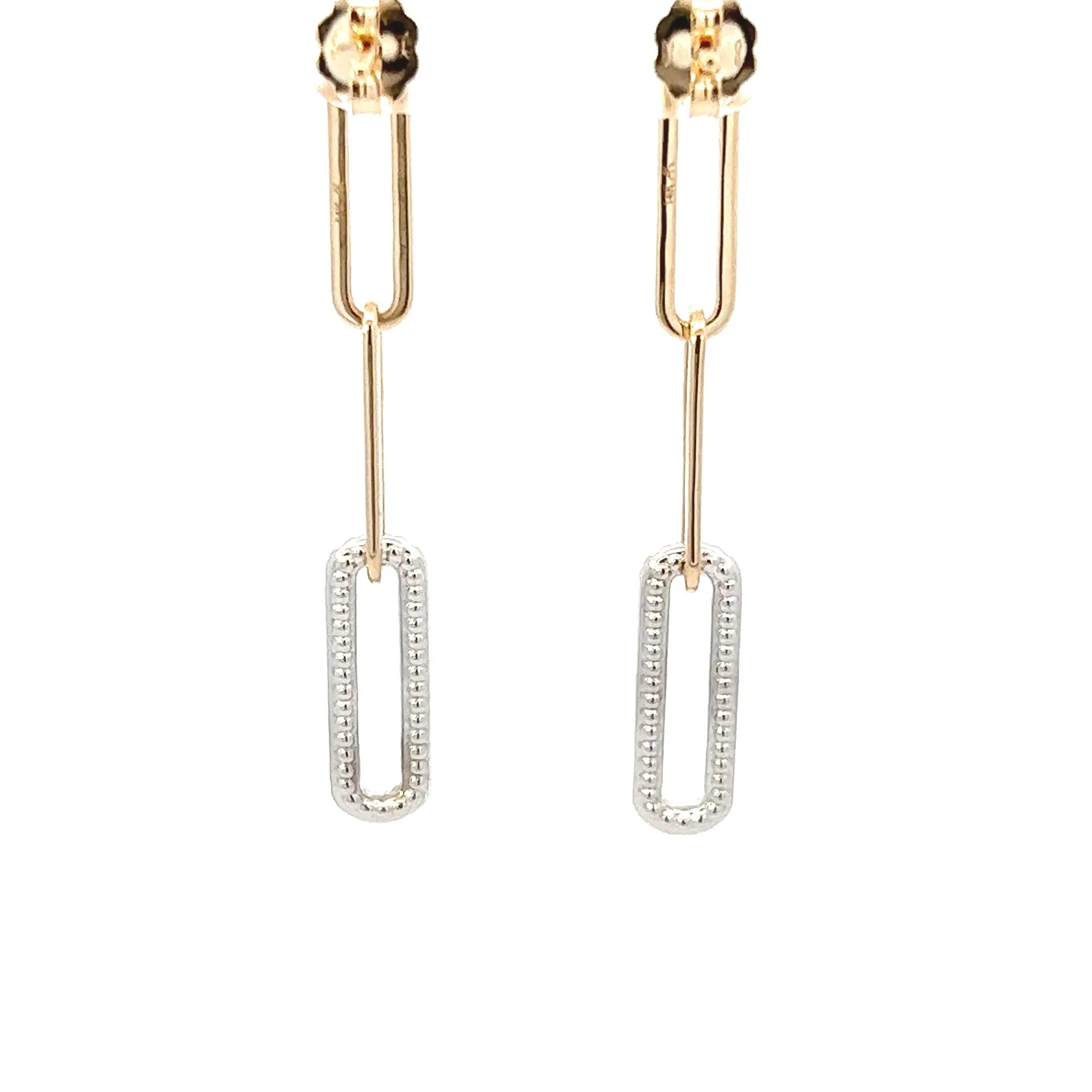 14K Yellow And White Gold Pave Diamond Paperclip Drop Earrings (.50ctw)