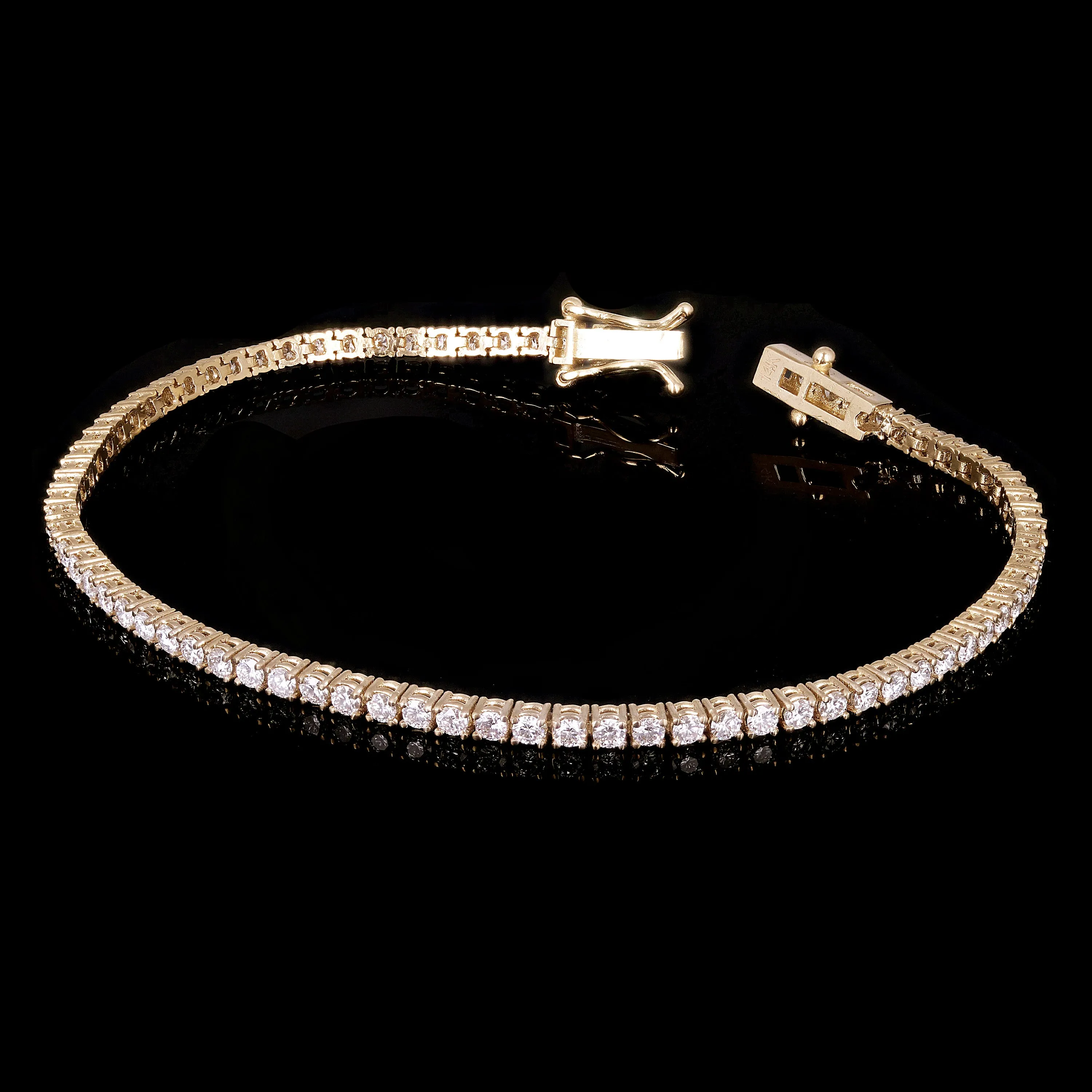 14k Yellow Gold 2.52ctw Diamond Tennis Bracelet 7" 2.4mm 6.5 grams