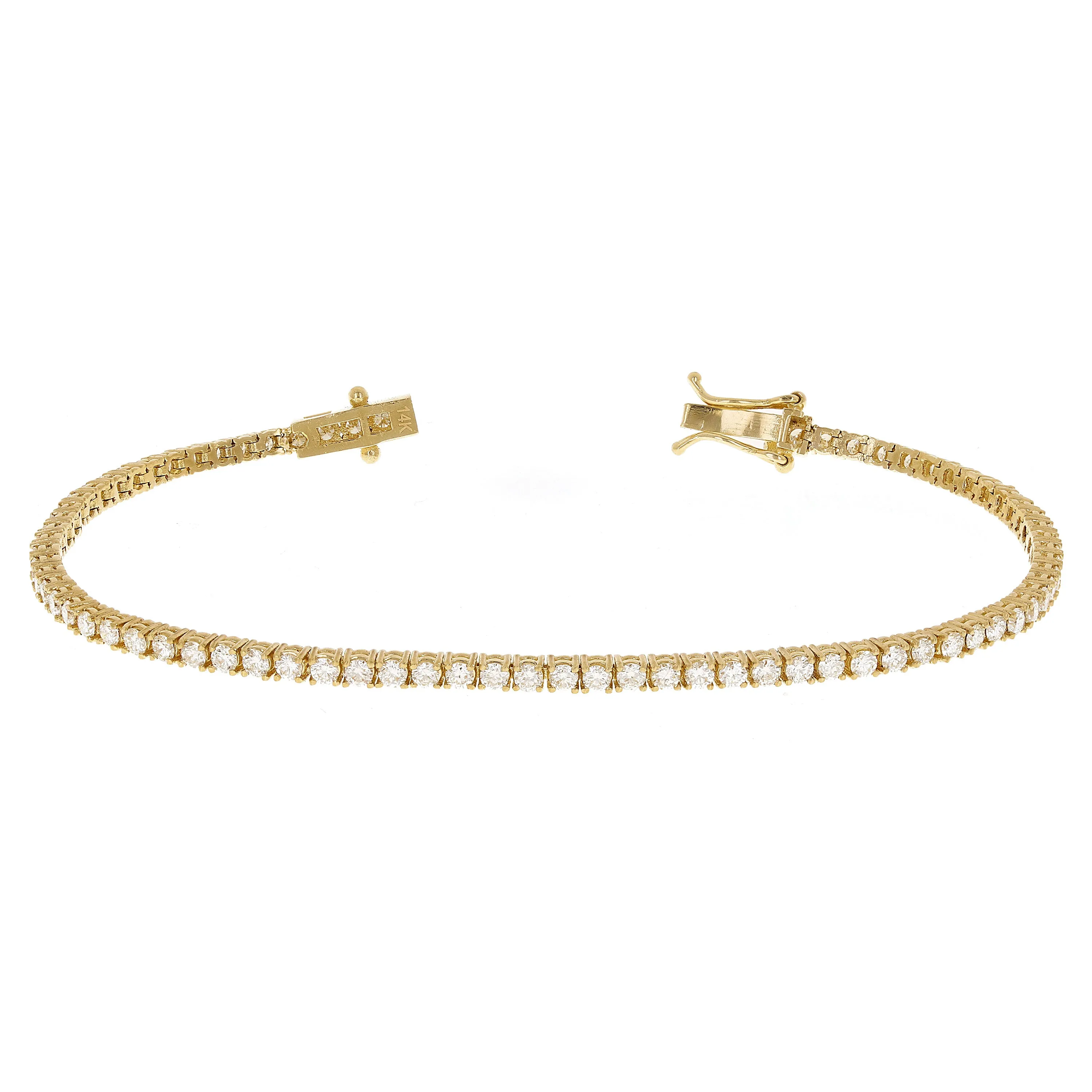 14k Yellow Gold 2.52ctw Diamond Tennis Bracelet 7" 2.4mm 6.5 grams