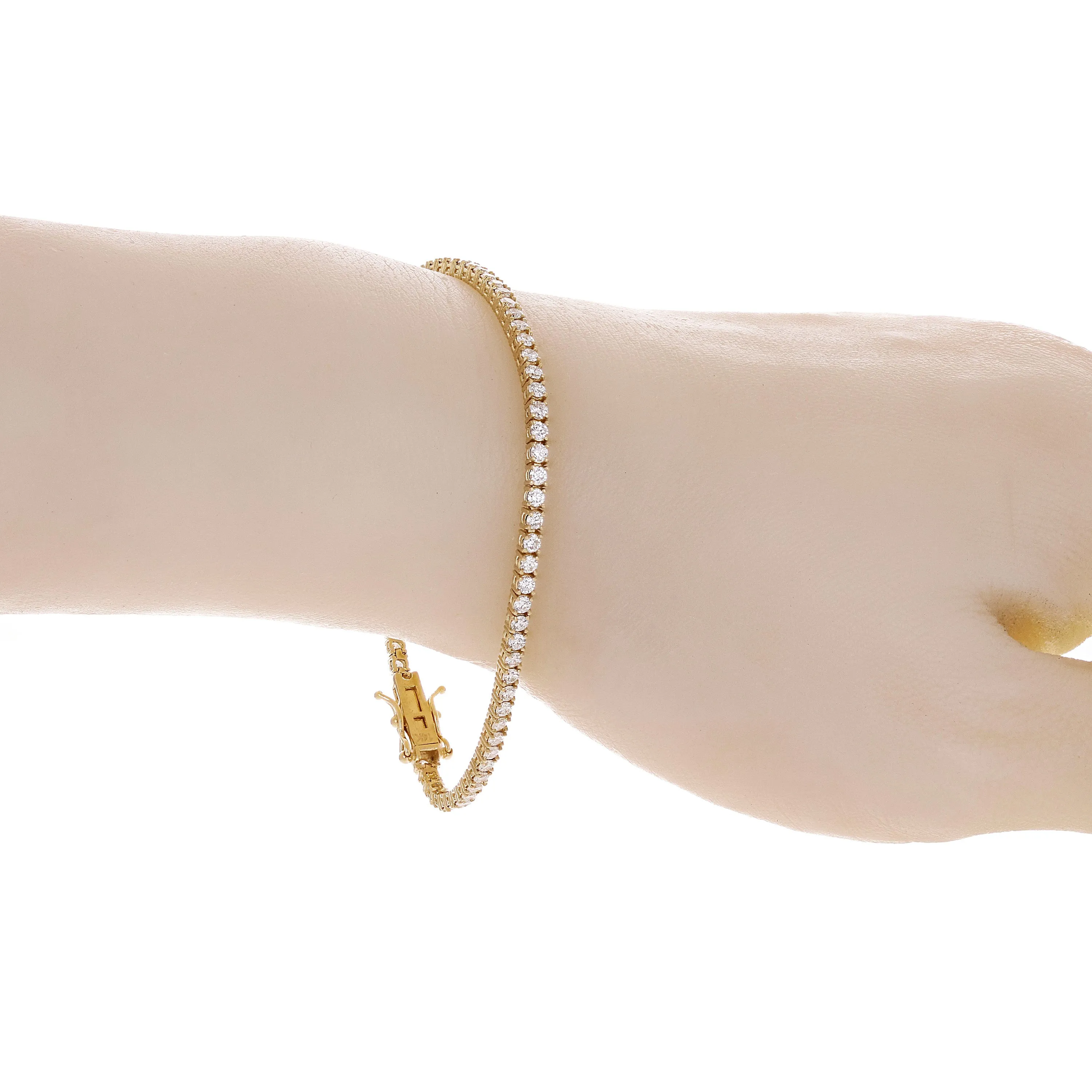 14k Yellow Gold 2.52ctw Diamond Tennis Bracelet 7" 2.4mm 6.5 grams