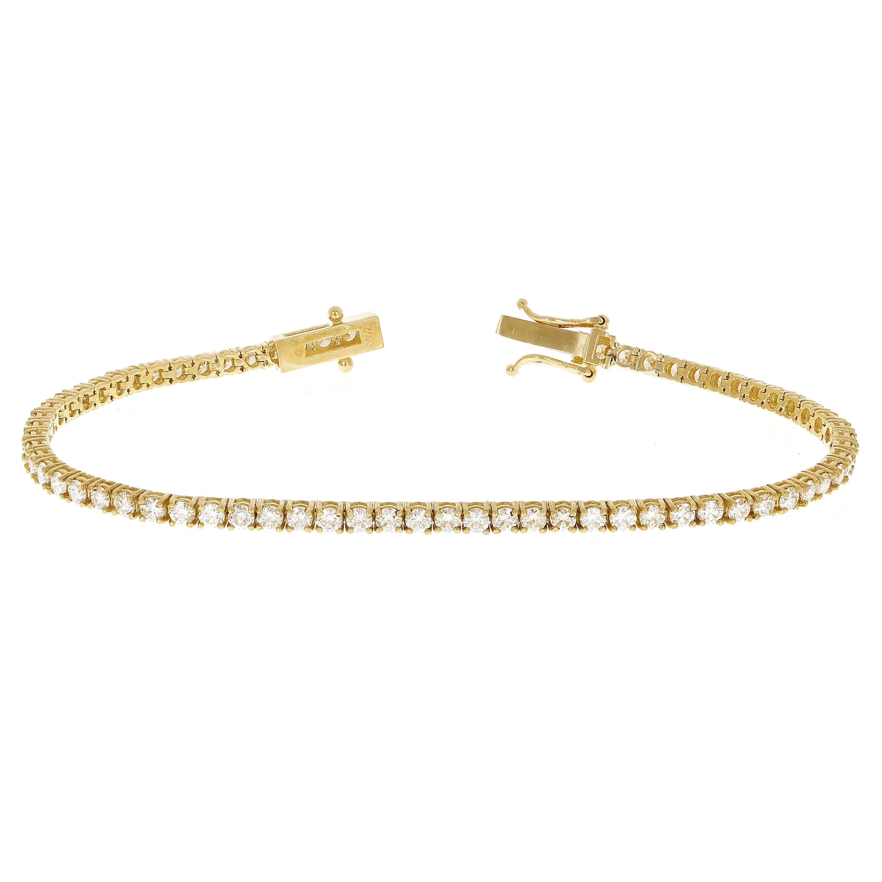14k Yellow Gold 3.35ctw Diamond Tennis Bracelet 7" 2.6mm 7.5 grams