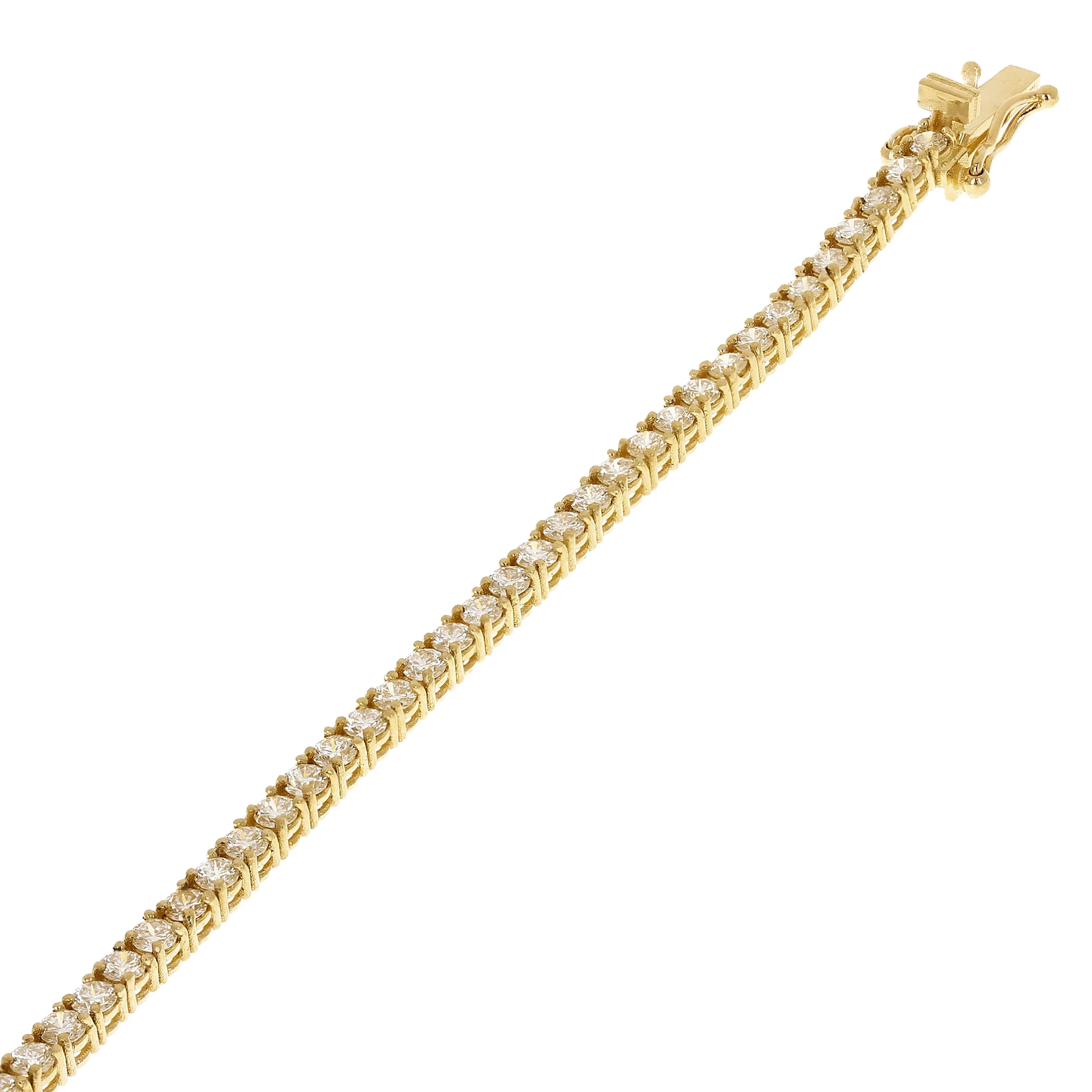 14k Yellow Gold 3.35ctw Diamond Tennis Bracelet 7" 2.6mm 7.5 grams
