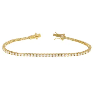 14k Yellow Gold 3.35ctw Diamond Tennis Bracelet 7" 2.6mm 7.5 grams