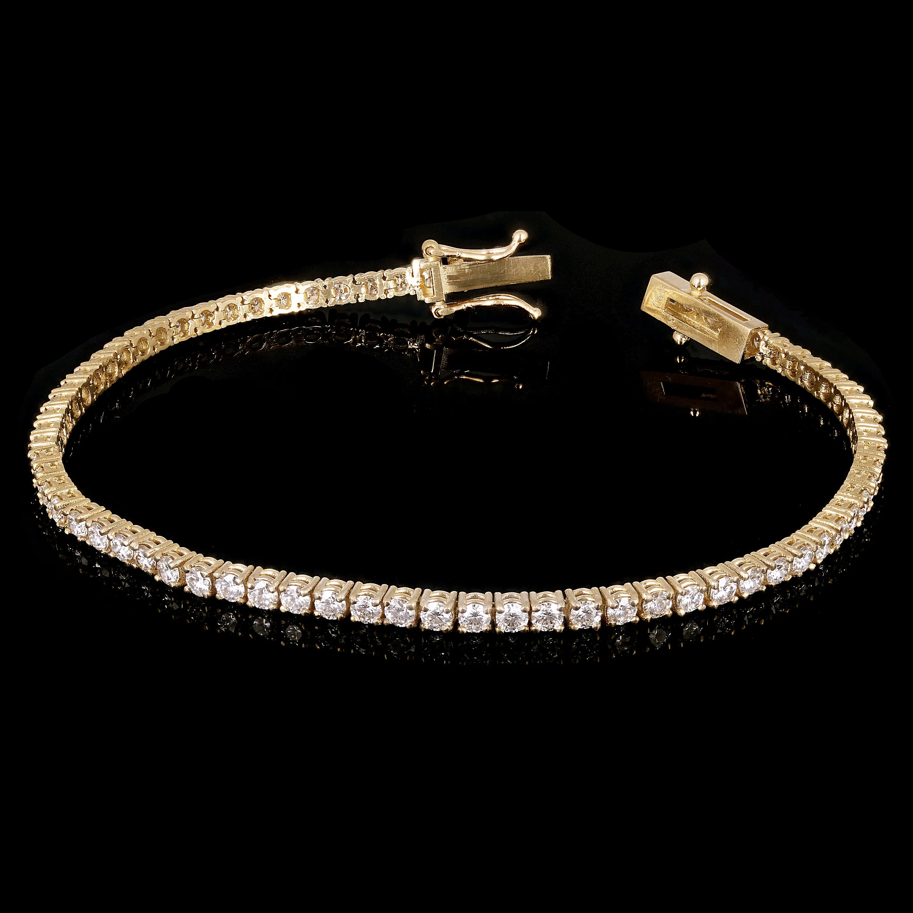 14k Yellow Gold 3.35ctw Diamond Tennis Bracelet 7" 2.6mm 7.5 grams