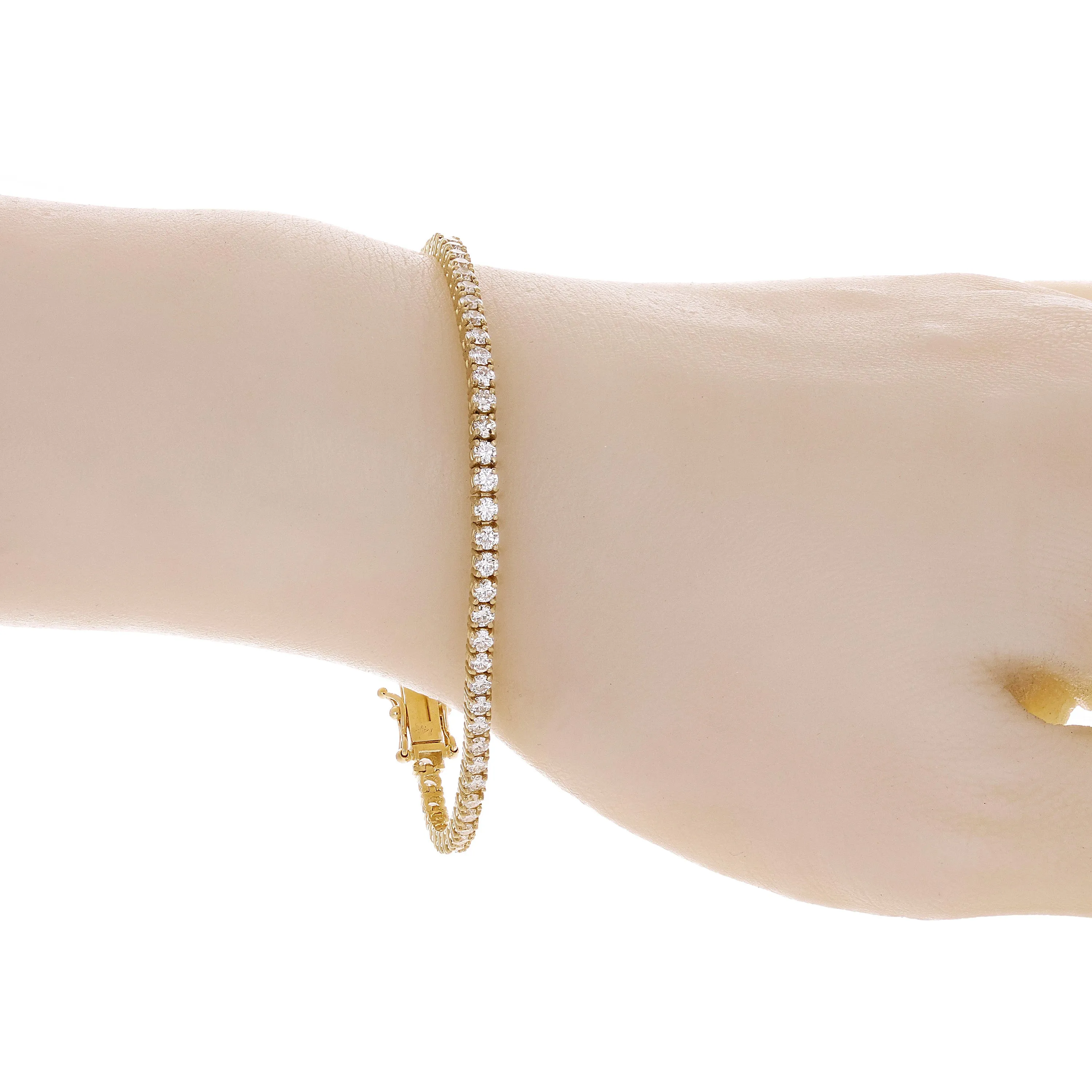 14k Yellow Gold 3.35ctw Diamond Tennis Bracelet 7" 2.6mm 7.5 grams