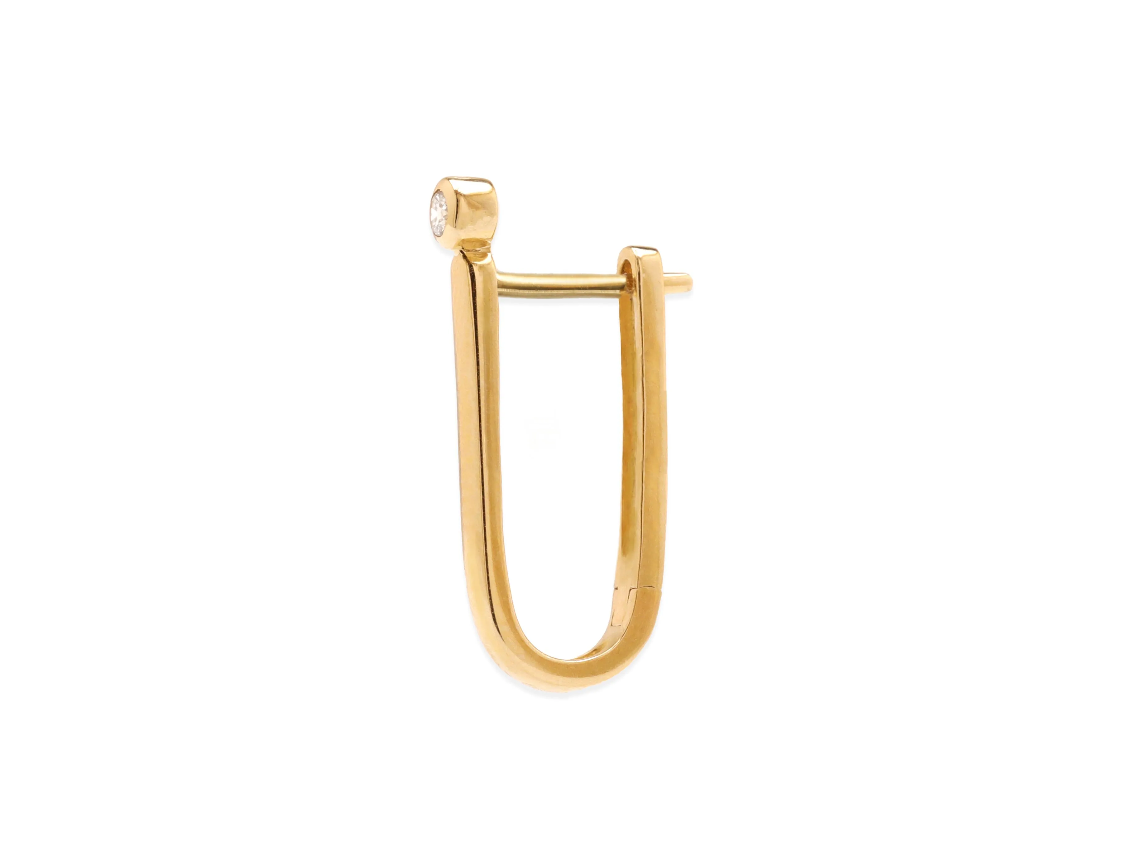 14k Yellow Gold Diamond Bar Hoop Earrings