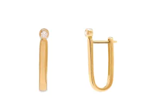 14k Yellow Gold Diamond Bar Hoop Earrings