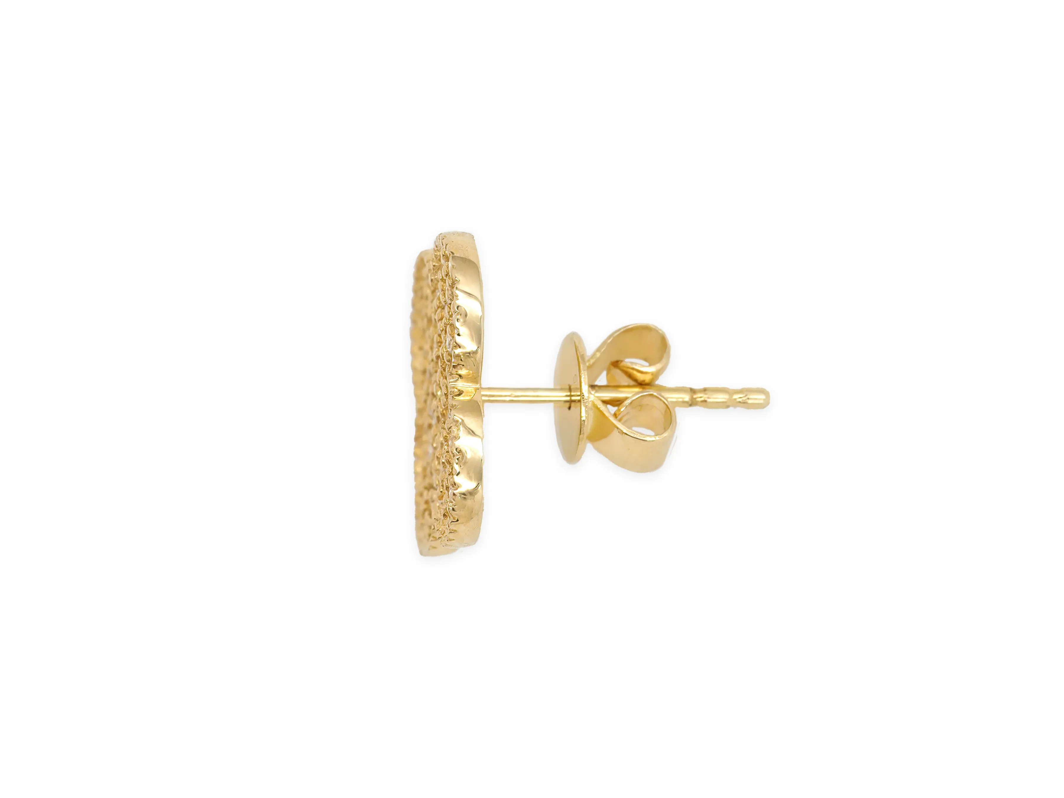 14k Yellow Gold Diamond Clover Earrings