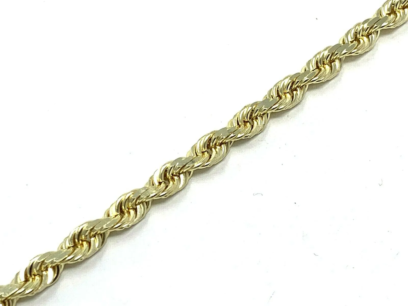 14k Yellow Gold Diamond Cut Rope Chain Bracelet 9" 7mm 31.3 grams