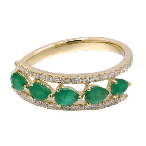 14k Yellow Gold Emerald and Diamond Wrap Ring