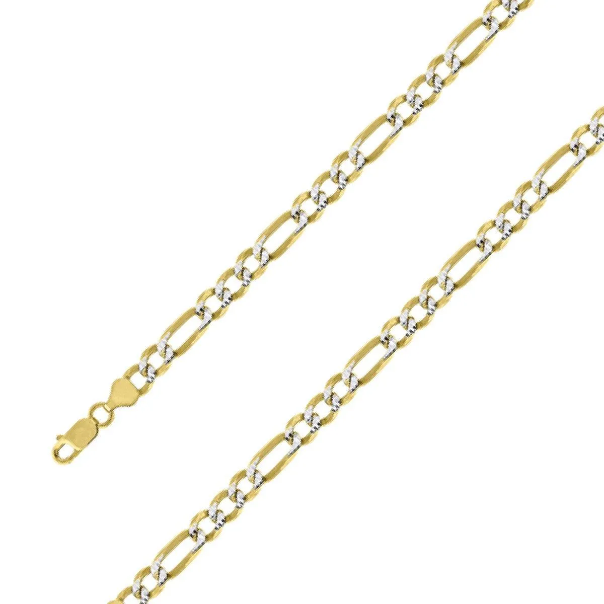 14k Yellow Gold Plated 9.5mm Silver Pave Figaro Chain Size- 7"