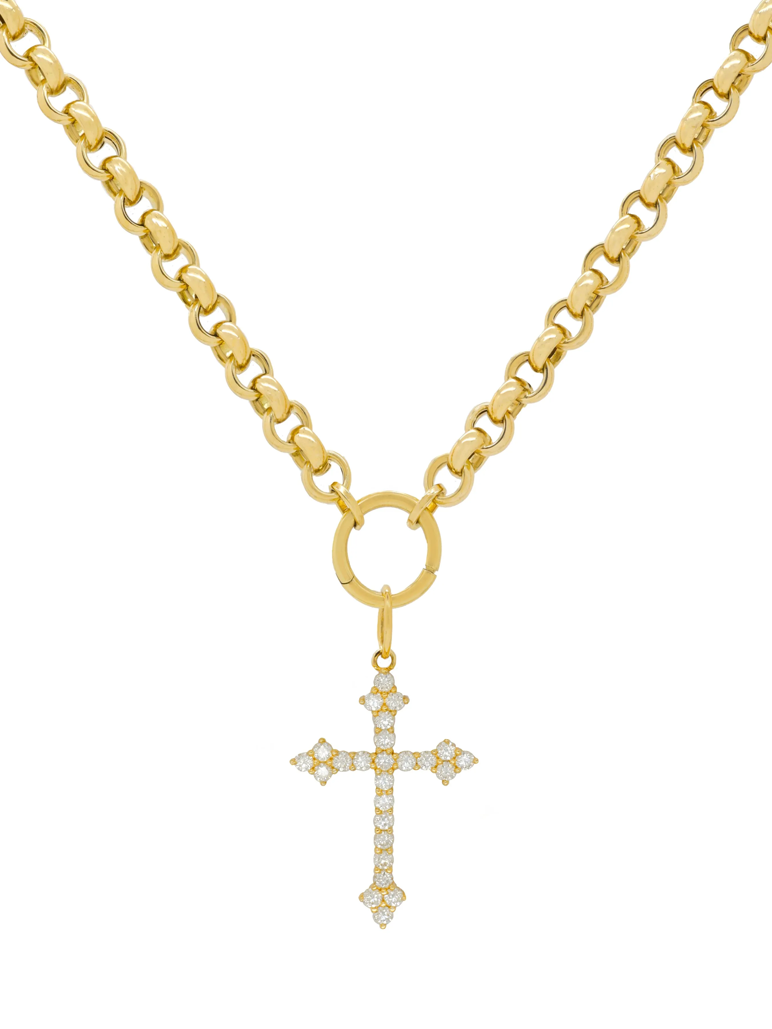 14k Yellow Gold Rolo Charm Chain Necklace
