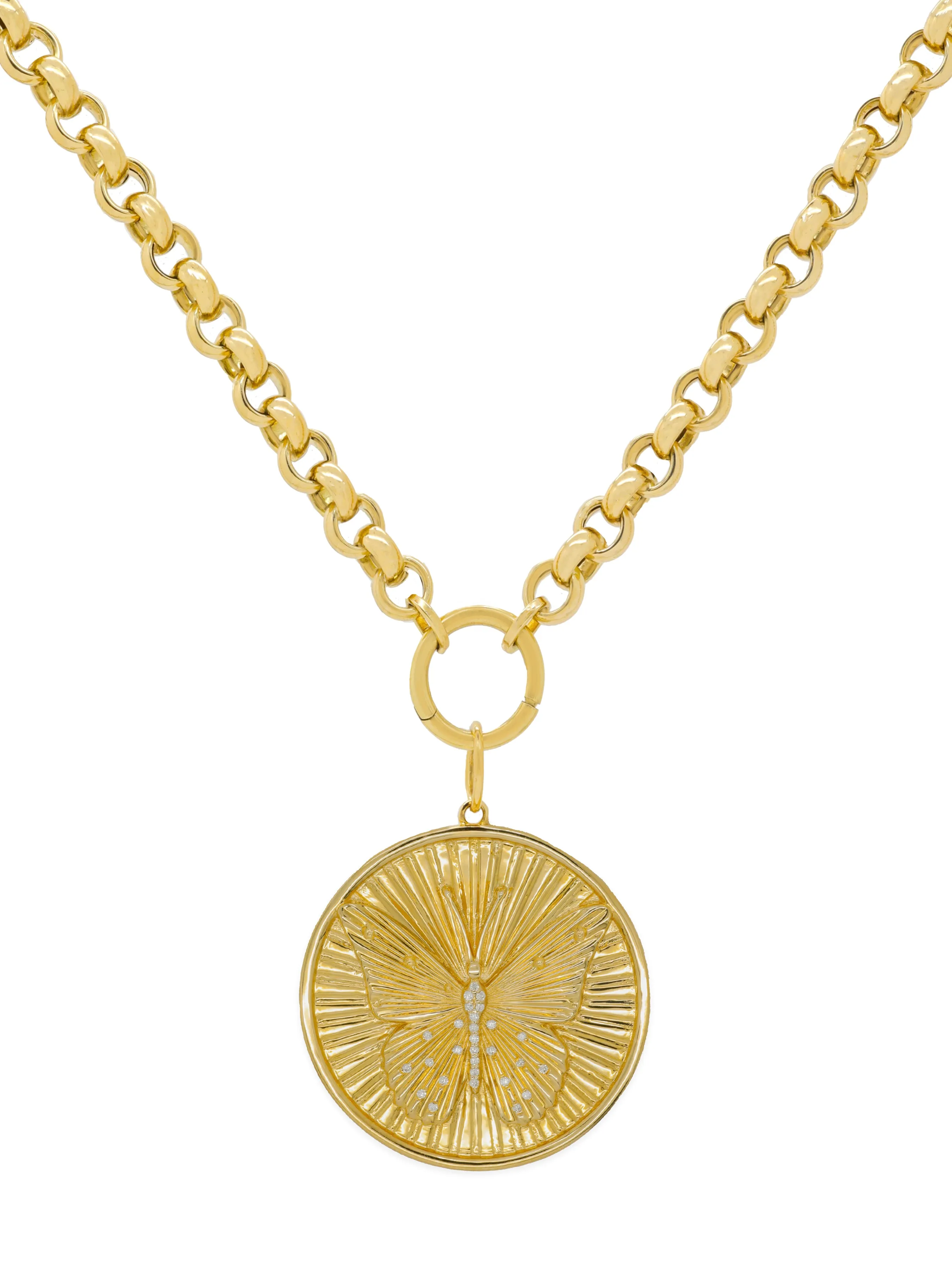 14k Yellow Gold Rolo Charm Chain Necklace