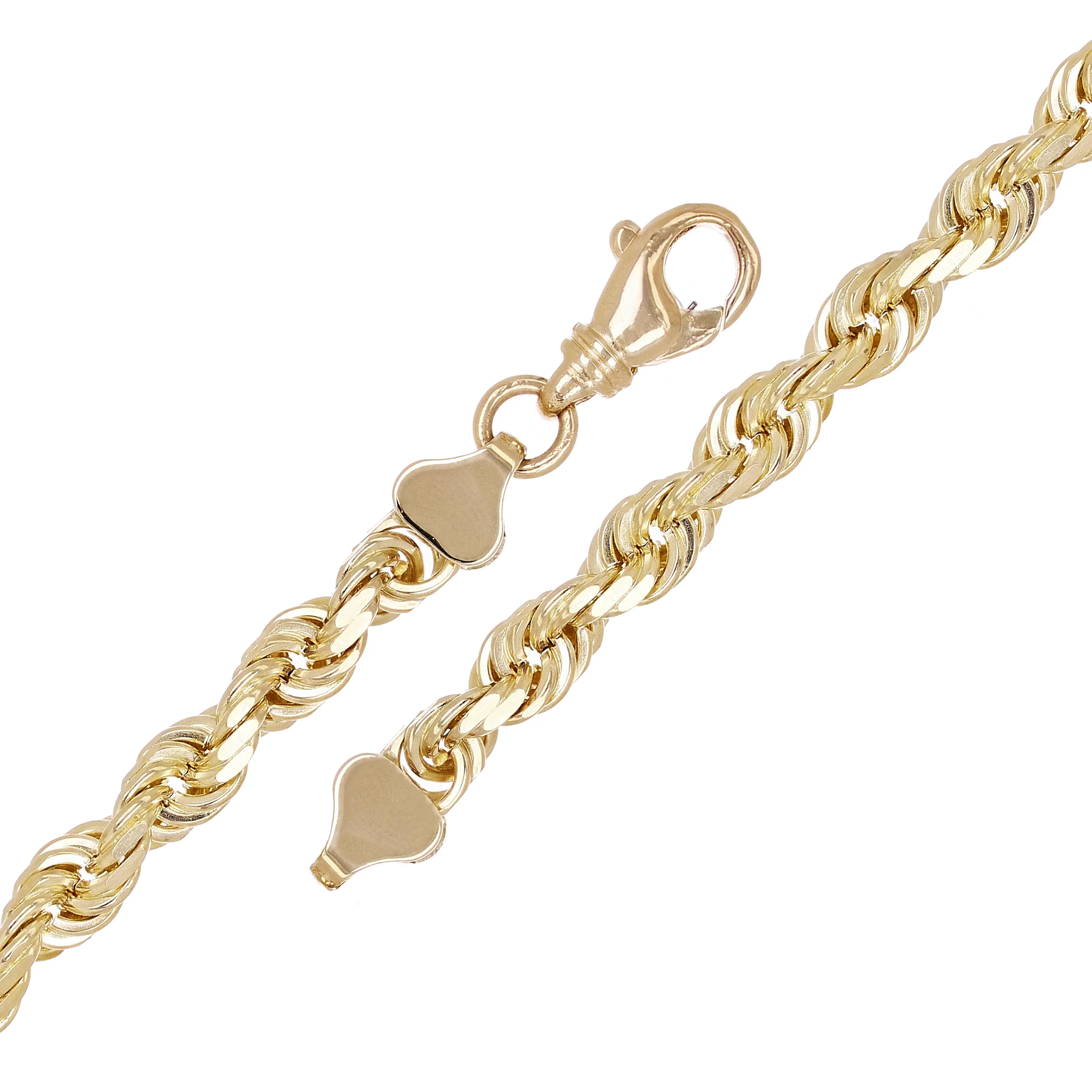 14k Yellow Gold Solid Diamond Cut Rope Chain Bracelet  8.25" 6.7mm 28.7 grams