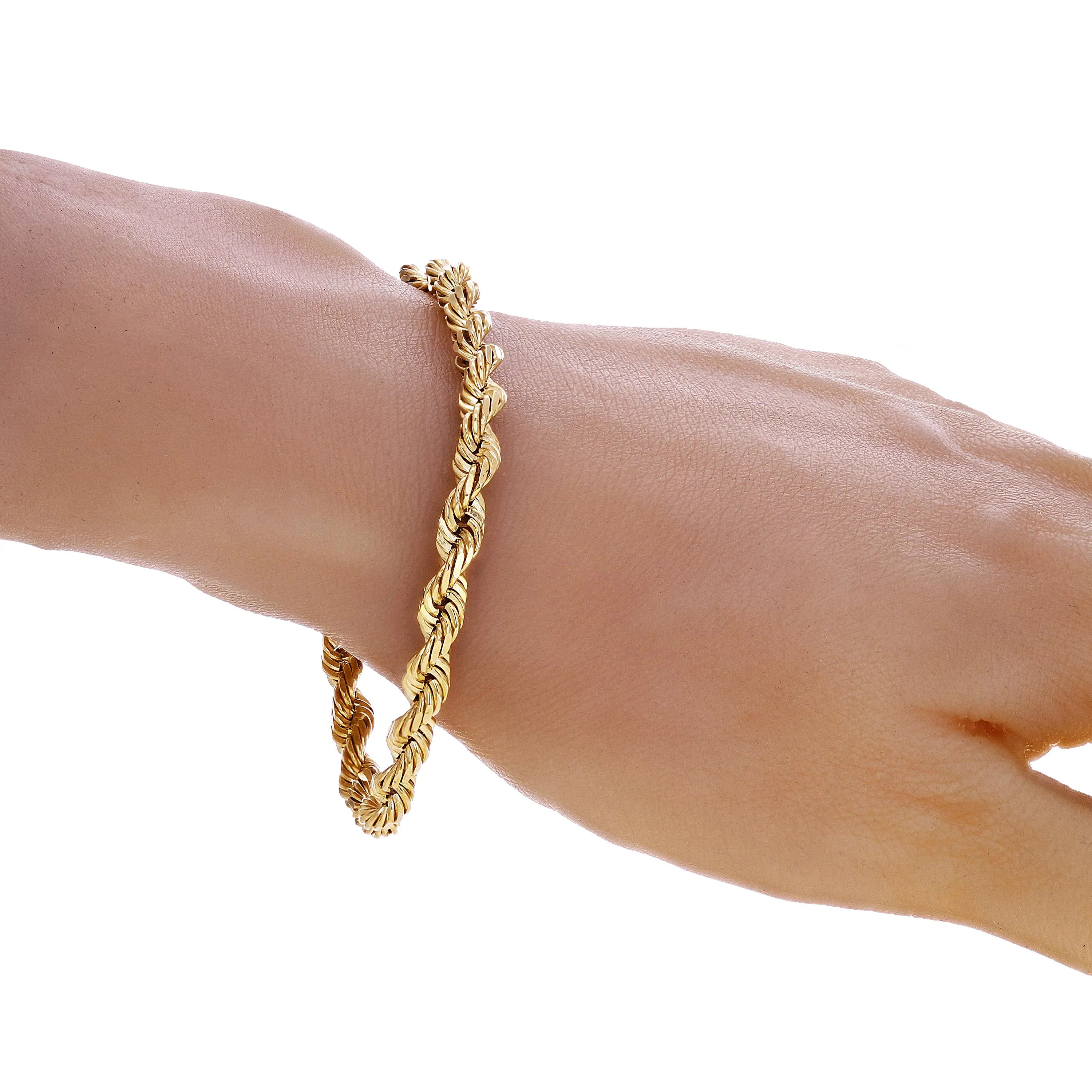 14k Yellow Gold Solid Diamond Cut Rope Chain Bracelet  8" 6mm 21.1 grams