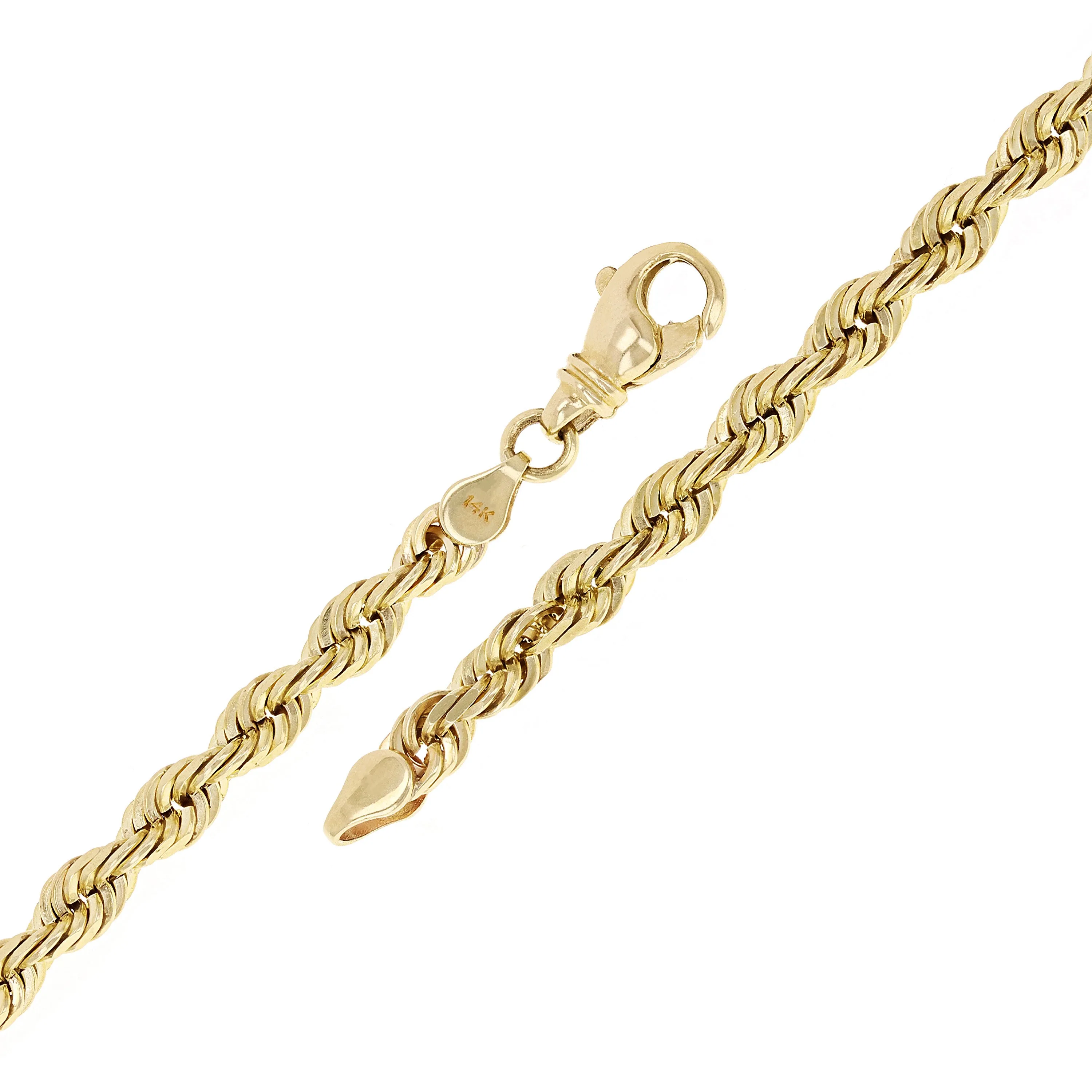 14k Yellow Gold Solid Diamond Cut Rope Chain Bracelet  8" 6mm 21.1 grams