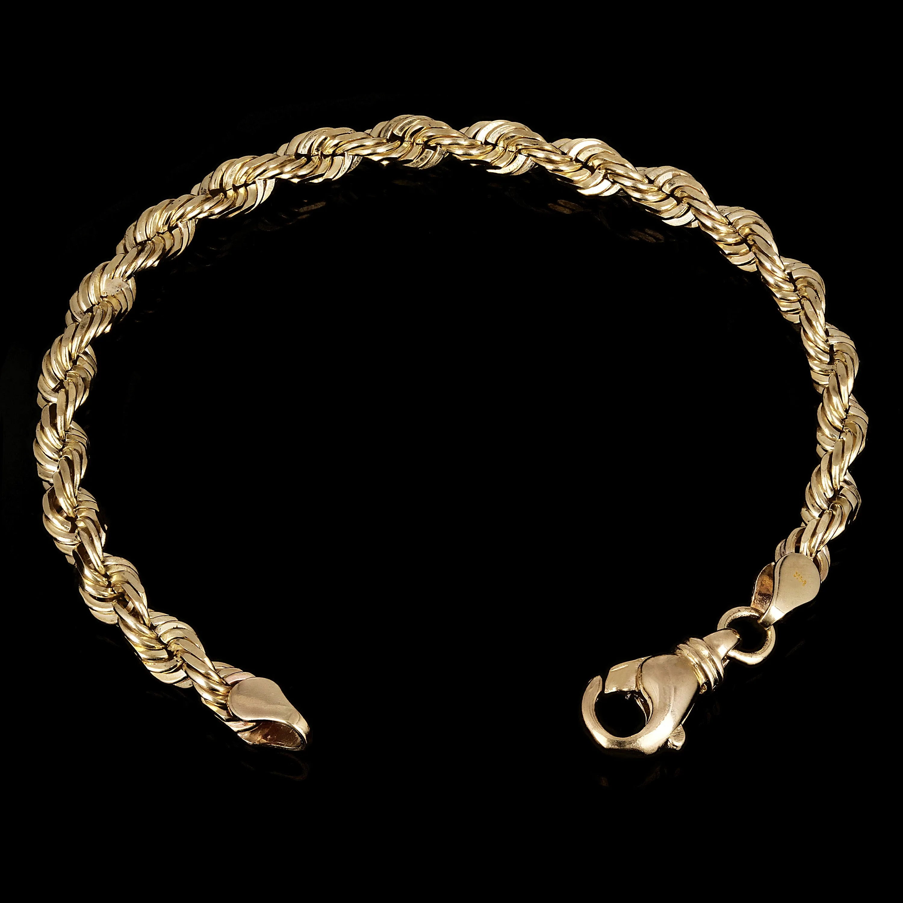 14k Yellow Gold Solid Diamond Cut Rope Chain Bracelet  8" 6mm 21.1 grams