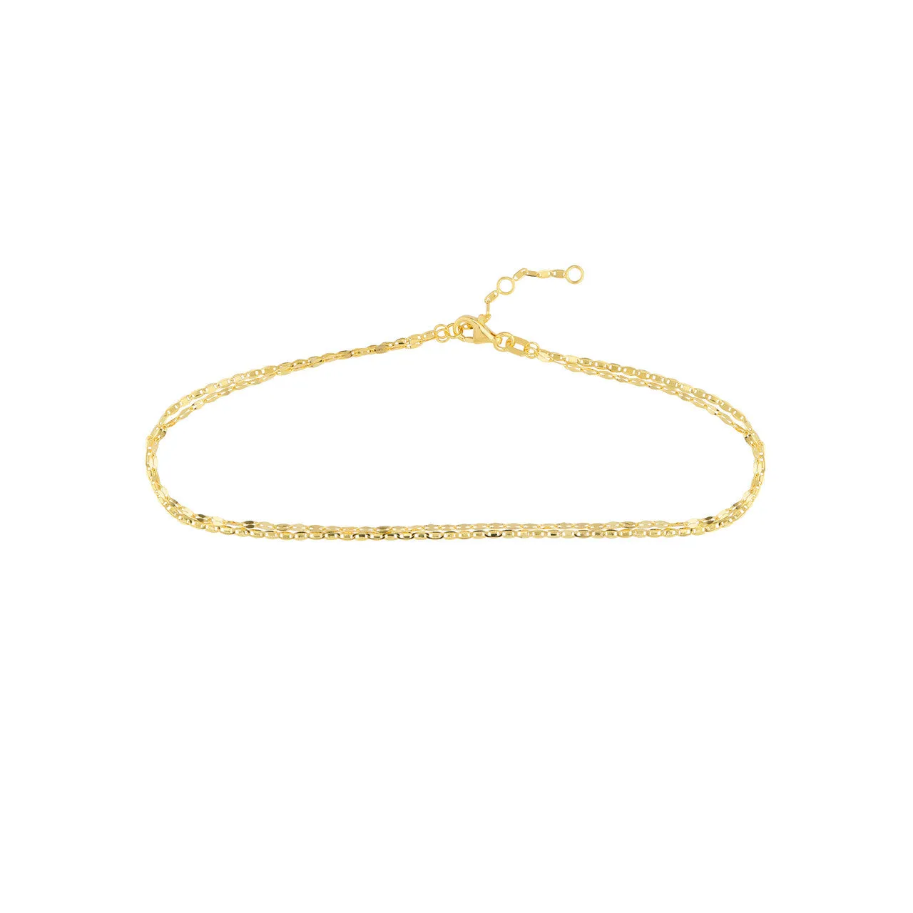 14K Yellow Gold Valentina Chain Double Strand Anklet