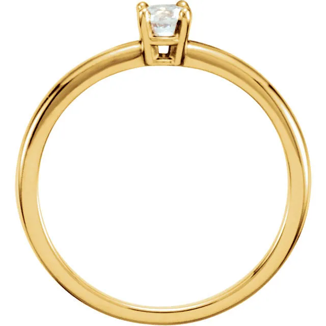 14k Yellow Gold White Sapphire "April" Youth Birthstone Ring, Size 3