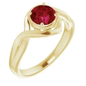 14K Yellow Lab-Grown Ruby Ring