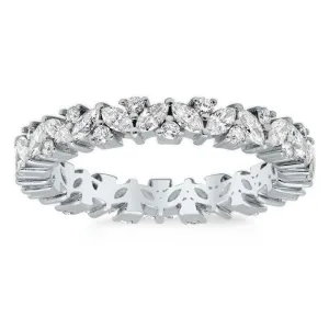 14kt White Gold Marquise and Round Diamond Eternity Band, 2.00TCW
