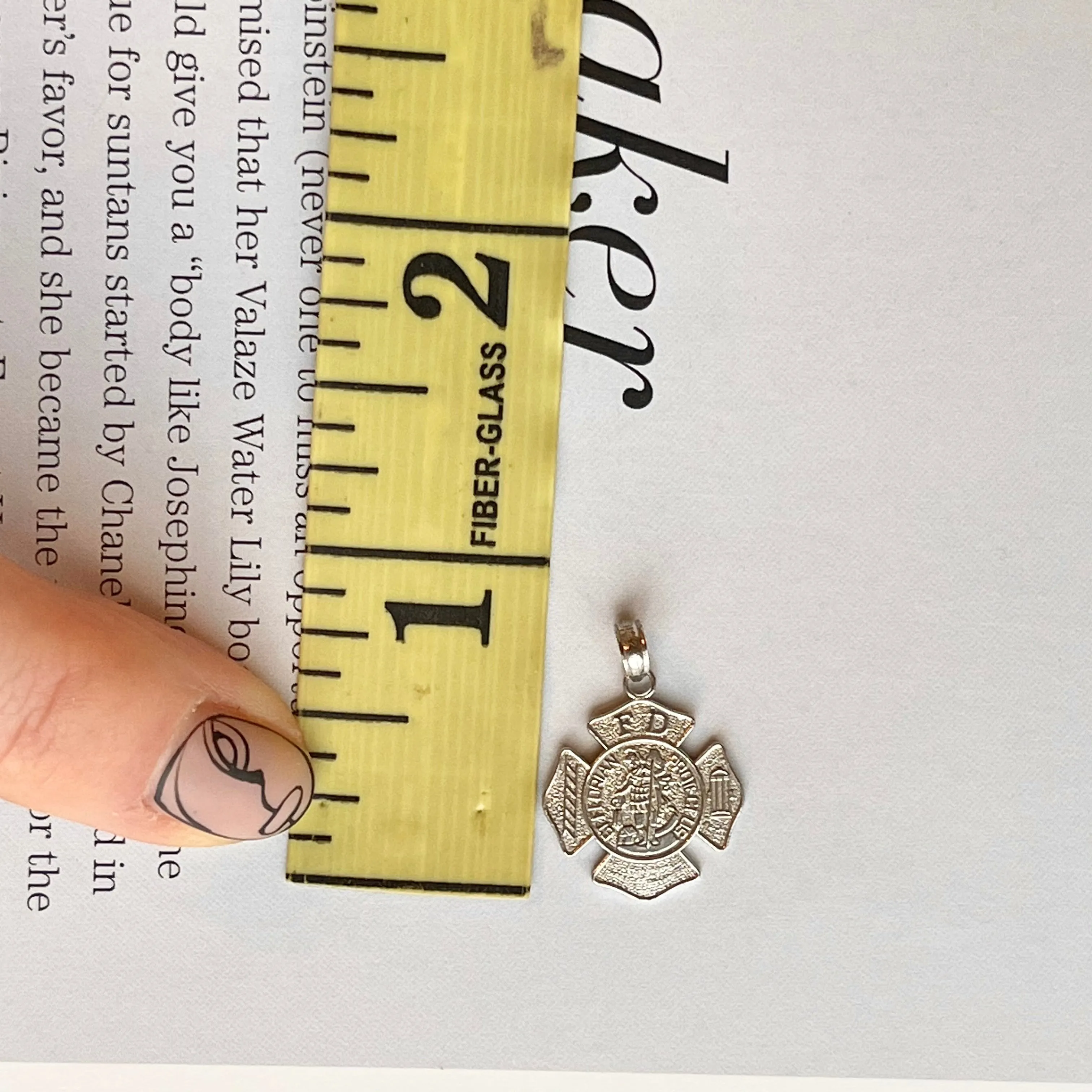 14KT White Gold Polished Saint Florian Badge Pendant 23mm
