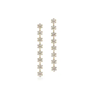 14KY Diamond Flower Drop Duster Earrings