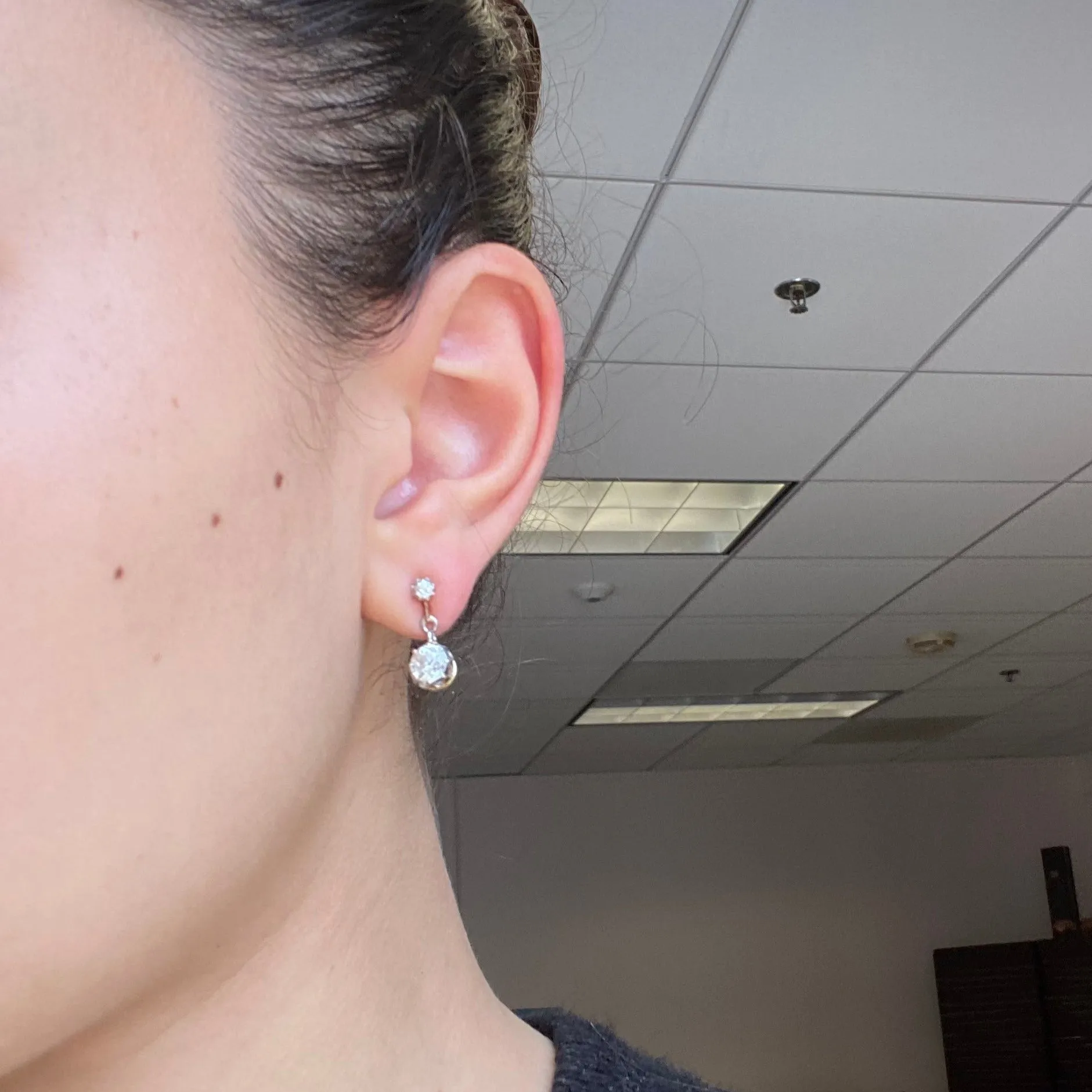 1.58ctw Old European Cut Diamond Drop Earrings