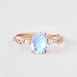 1.5ct Oval Moonstone Twist Three-stone Ring