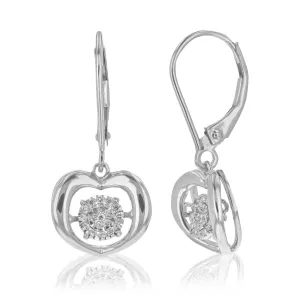 1/6 cttw Lab Grown Diamond Heart Dangle Earrings in Silver