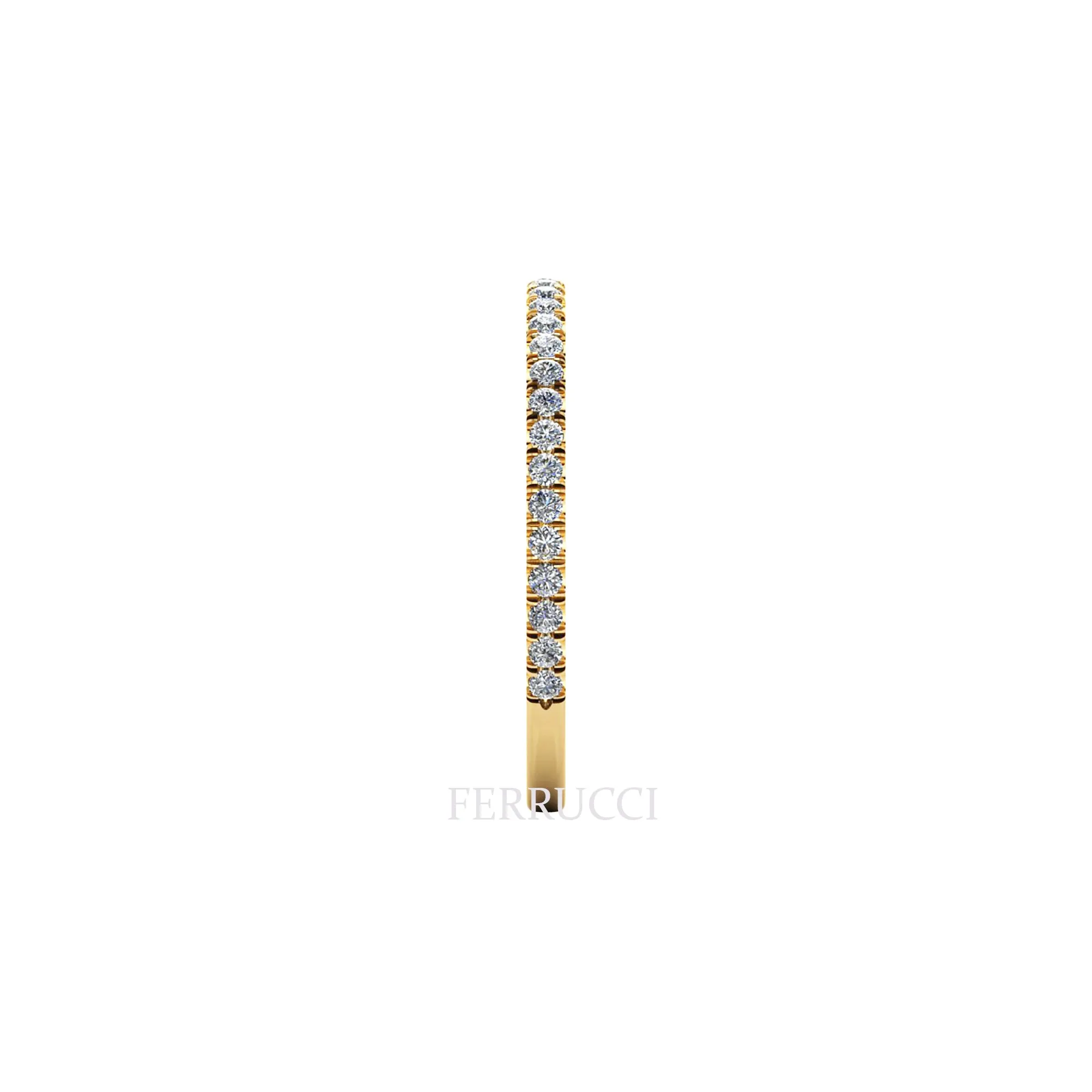 18 Karat Thin Yellow Gold Diamonds Pavé Stackable Band Ring