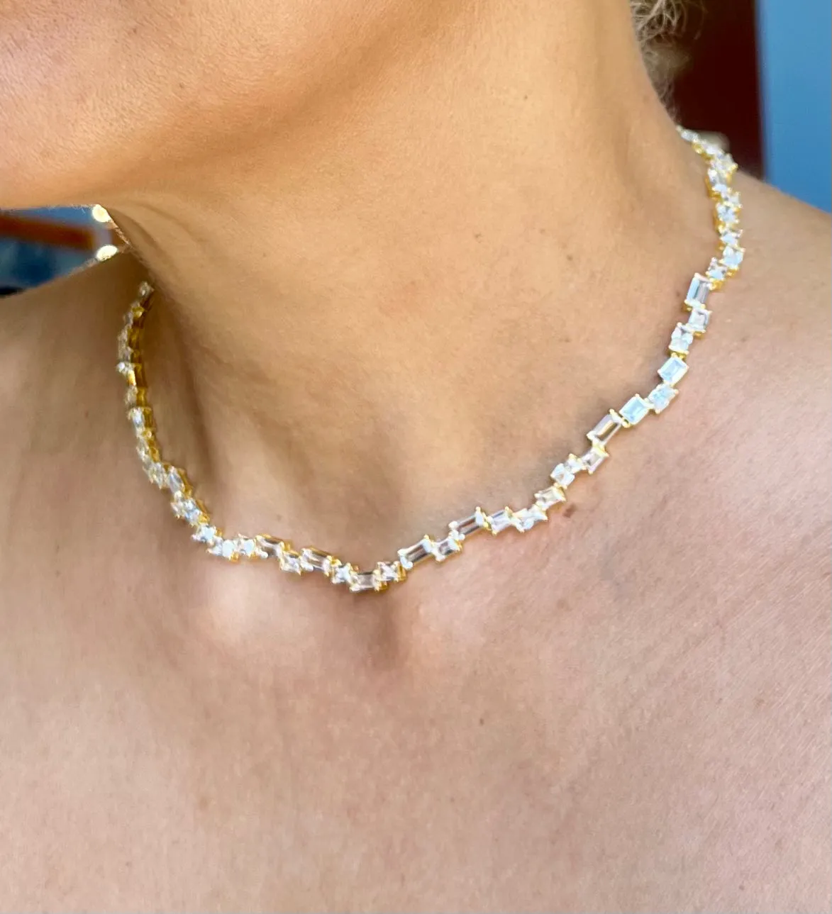 18k Baguette Diamond Choker